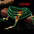Brazilian green agate multi-strand bracelet showing different bead sizes on a wrist.