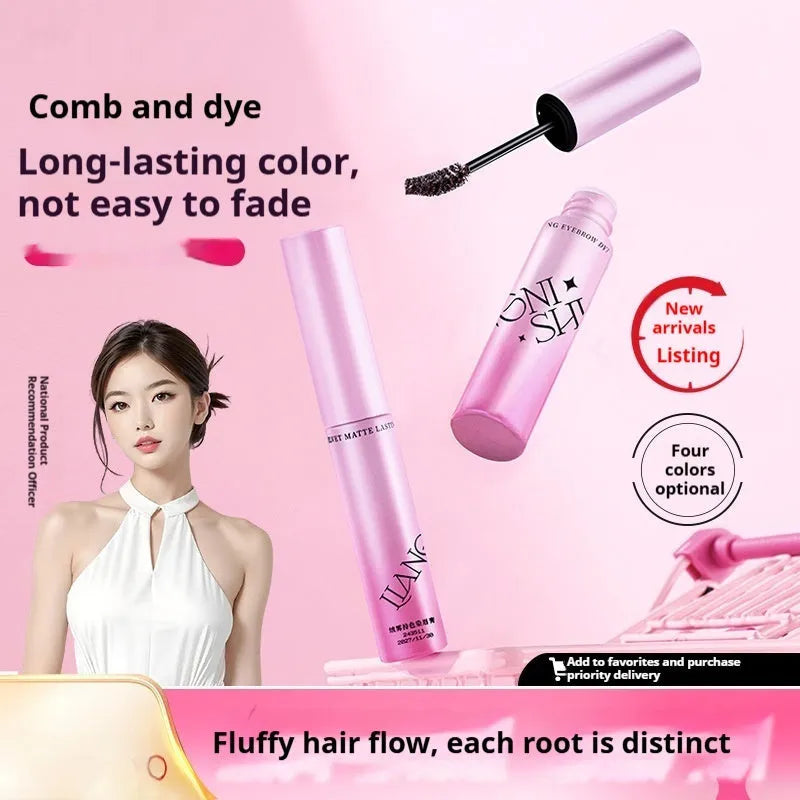 Eyebrow cream product in pencil and powder format showing four natural shade options