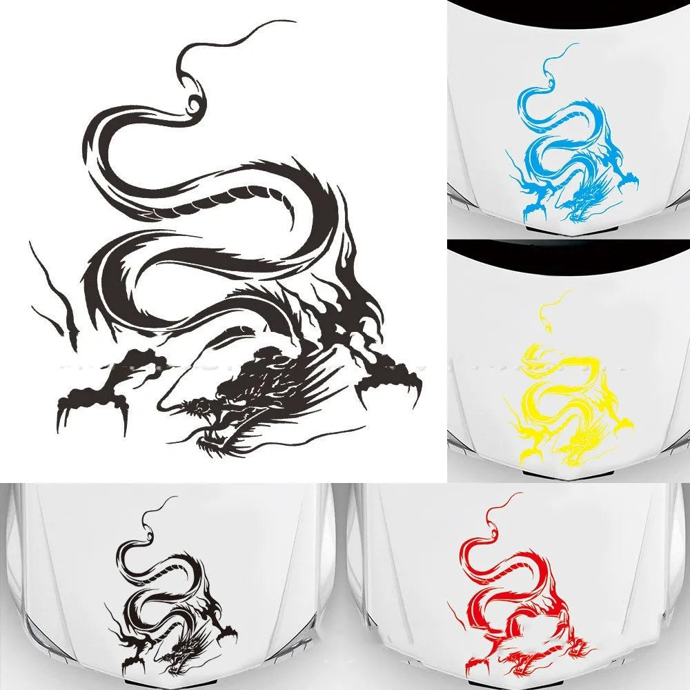 Large black dragon design vinyl car sticker for front bumper or bonnet application