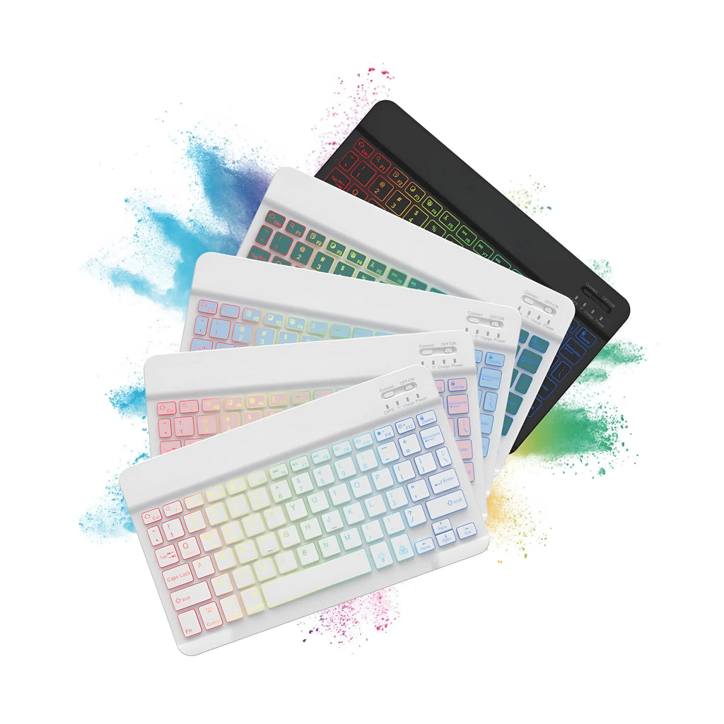 10-inch Bluetooth keyboard with colourful LED backlight for tablets