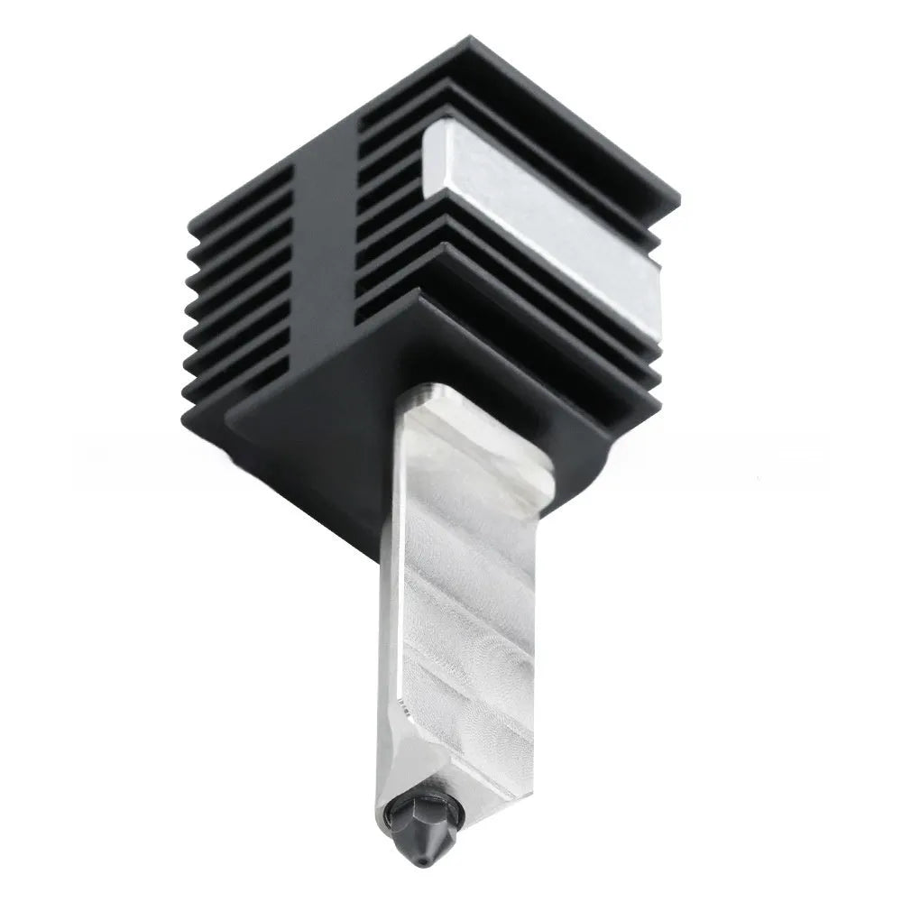Bambu Lab A1 Mini hot end assembly with hardened steel nozzle and black silicone sock
