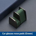 Zinc alloy and leather glasses clip for car dashboard in green, black, grey, or red