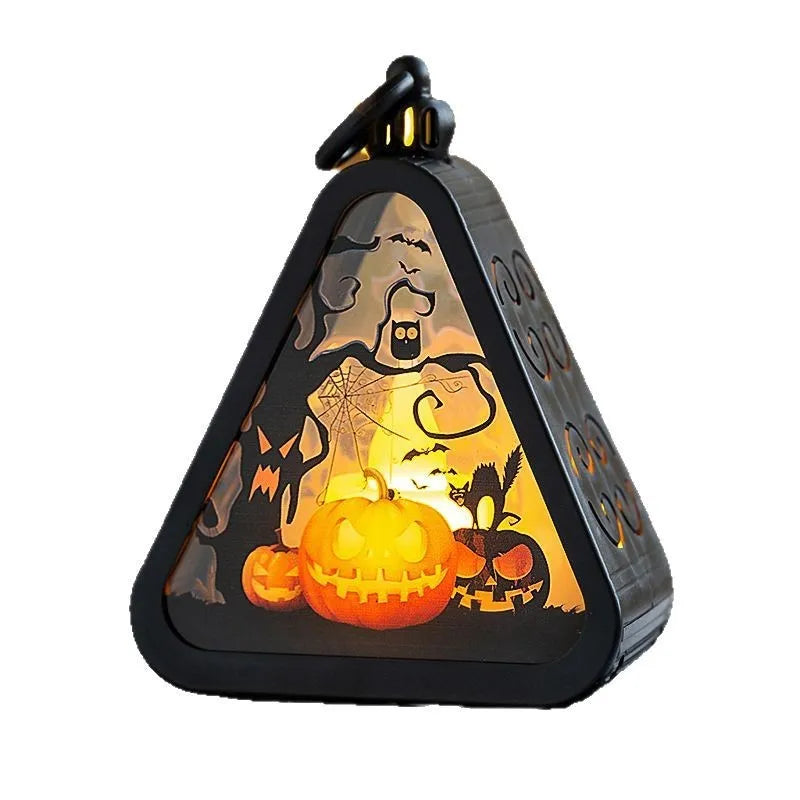 Halloween pumpkin lamp decoration prop in plastic and glass with 8.9 cm dimensions
