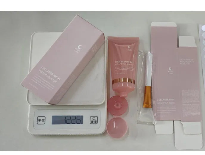 75ml collagen night mask bottle with application brush for evening skincare