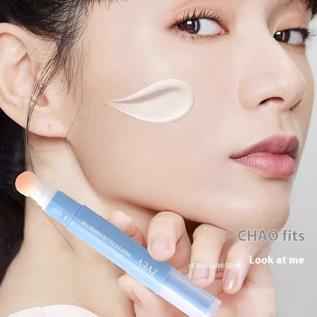 Concealer pen with sponge brush head containing 1.5g of cream in three colour options for skin coverage