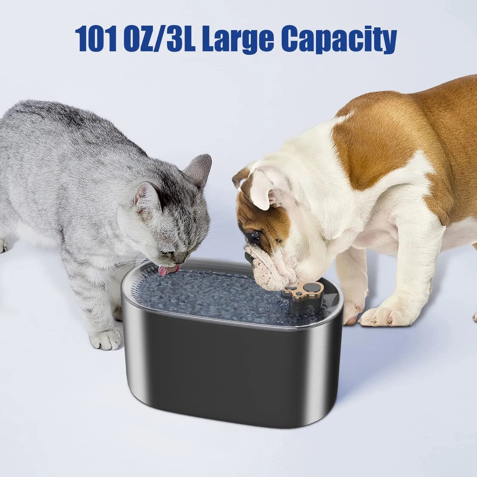 Berlin blue 3L pet water fountain with LED indicator and triple filtration system
