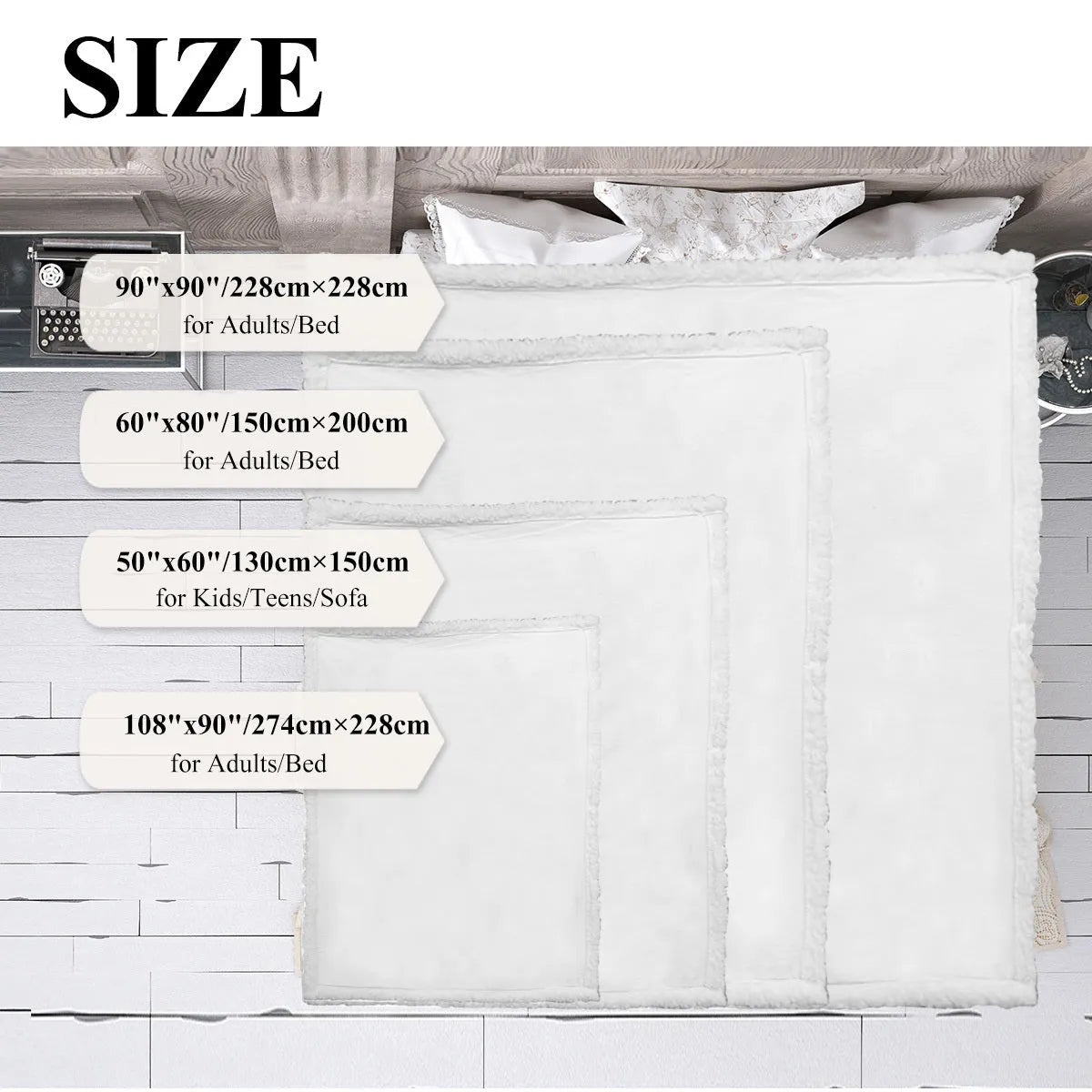 Black Sherpa fleece blanket with high weight, soft texture, and hemmed edges on a sofa