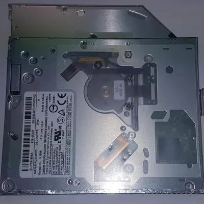 Silver internal SATA optical drive model UJ8A8 for MacBook Pro 13 laptop, showing dimensions.