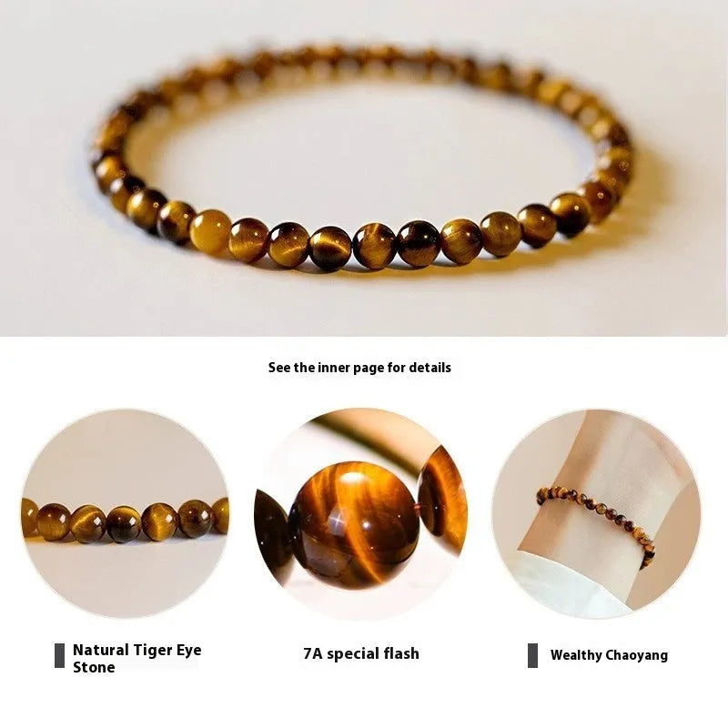 New Chinese style tigereye stone bracelet with geometric round bead design