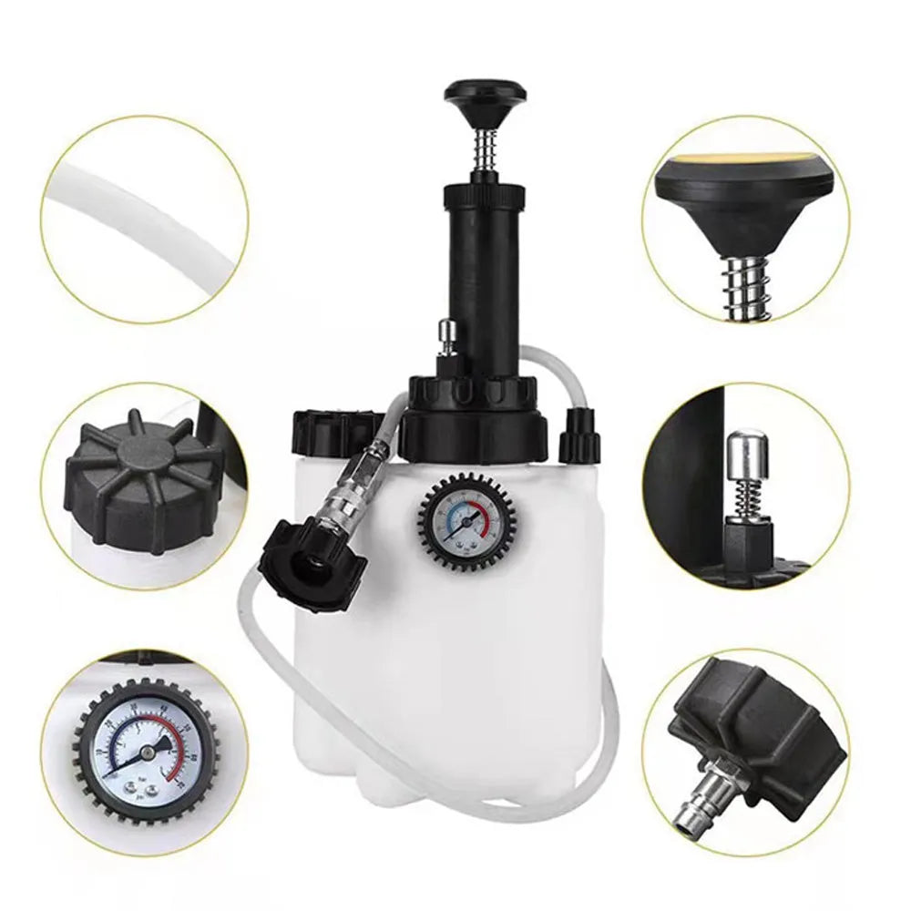 White 3-litre automobile brake oil tank replacement tool with copper and iron construction