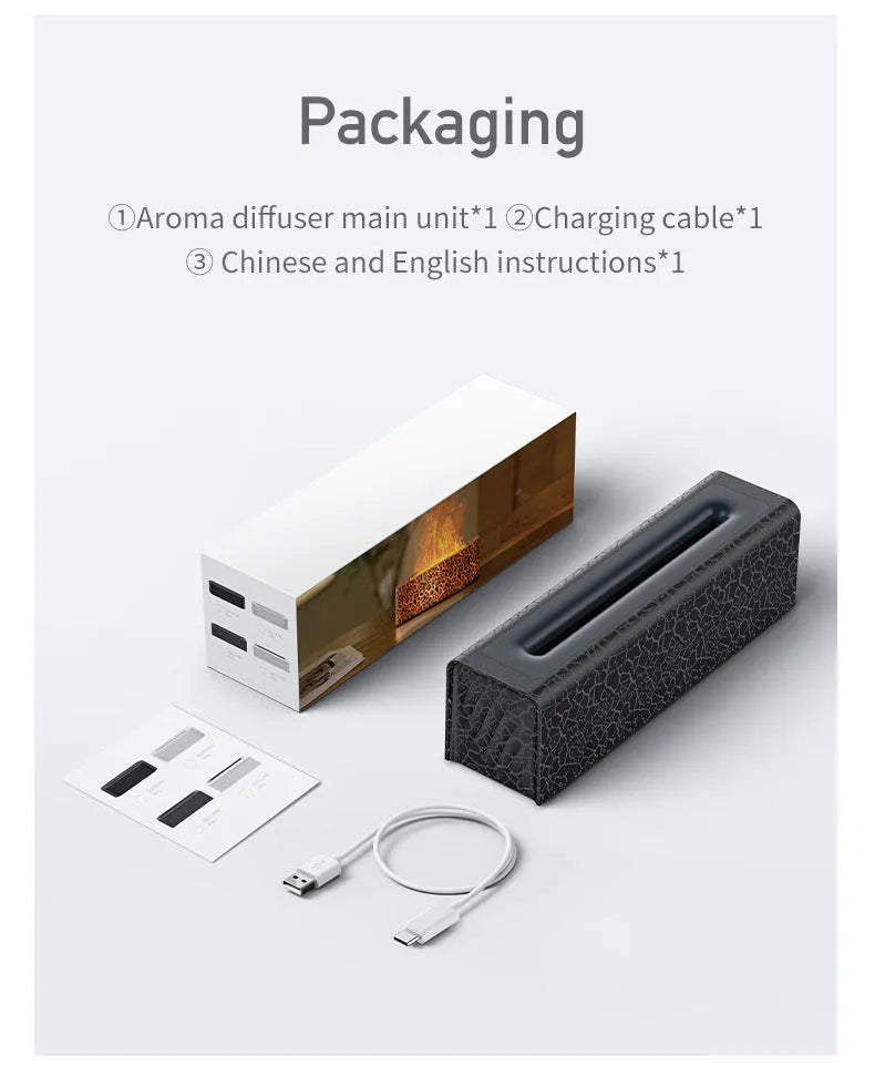 Square black desktop humidifier with creative lava flame lighting effect