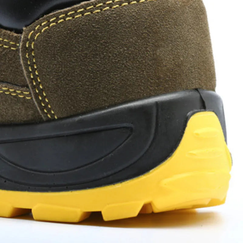Men's bronze cow suede steel toe safety shoes with anti-slip soles for industrial work