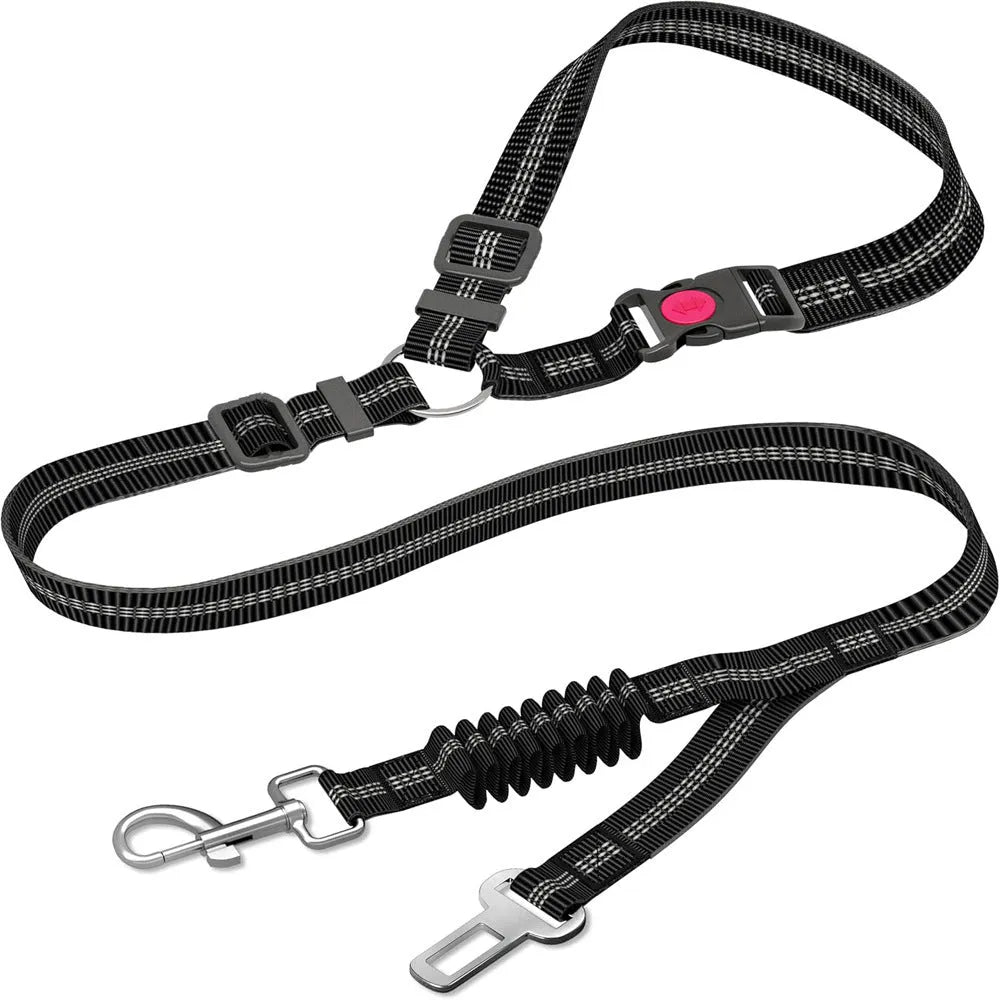 Nylon Retractable Dog Leash with Car Seatbelt Anti-pull Rope
