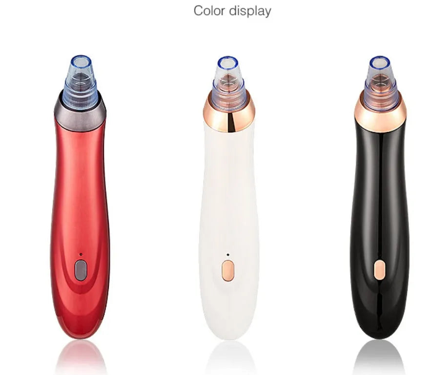 Electric blackhead remover tool with vacuum suction and set of five nozzle attachments