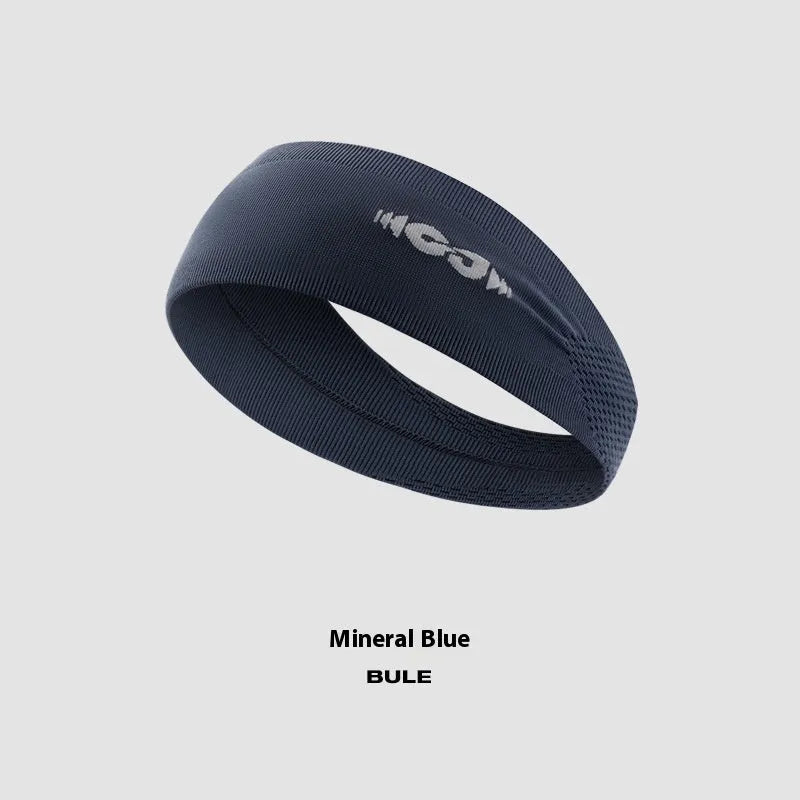 Seamless knitted exercise hair band in Classic Black, shown stretched, for running and cycling.