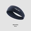 Seamless knitted exercise hair band in Classic Black, shown stretched, for running and cycling.