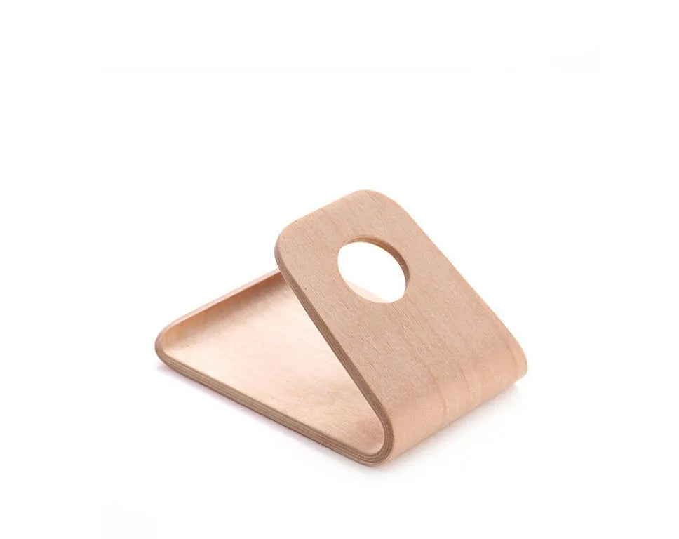 Handmade wooden iPhone stand in walnut or white maple wood for Apple devices
