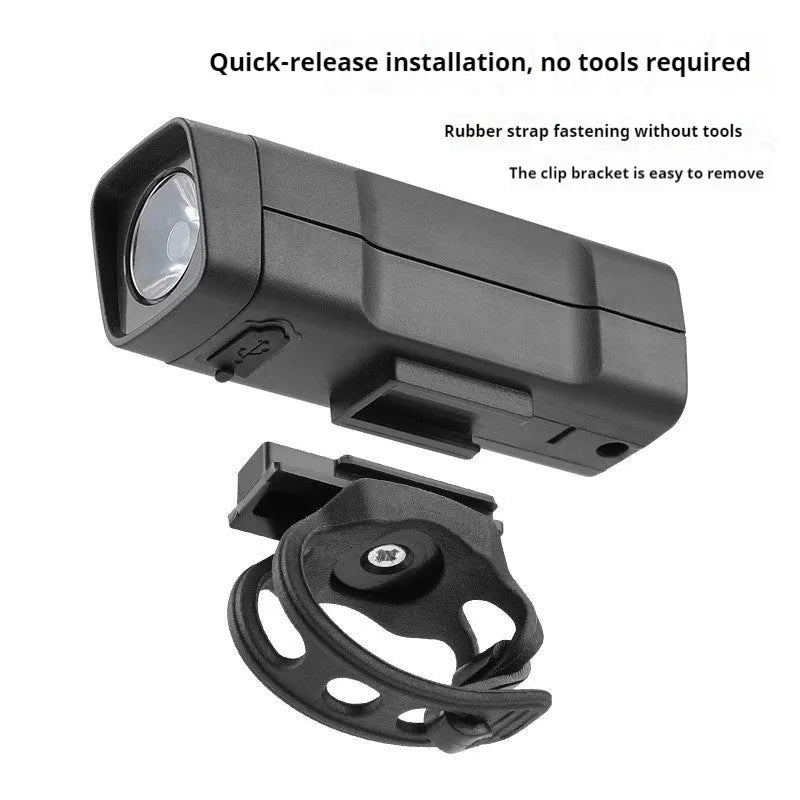USB rechargeable bicycle headlight with 100 lumens brightness on handlebar