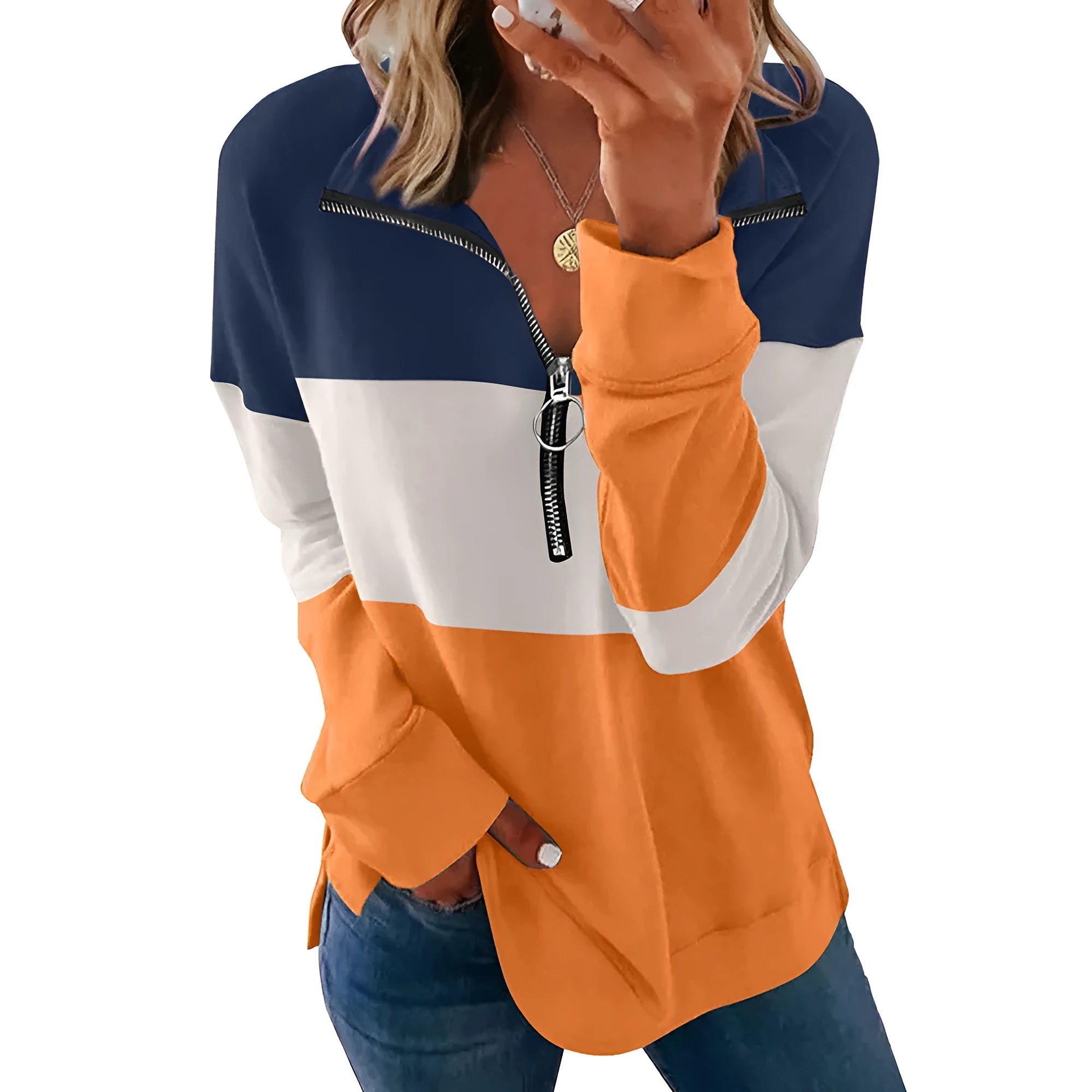 Women's loose-fit long-sleeved leopard print pullover sweater on a hanger.