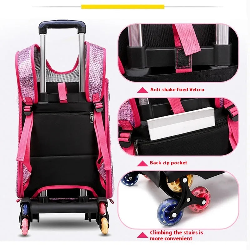 Transparent pet trolley bag with folding shoulder design in blue colour showing clear acrylic cover
