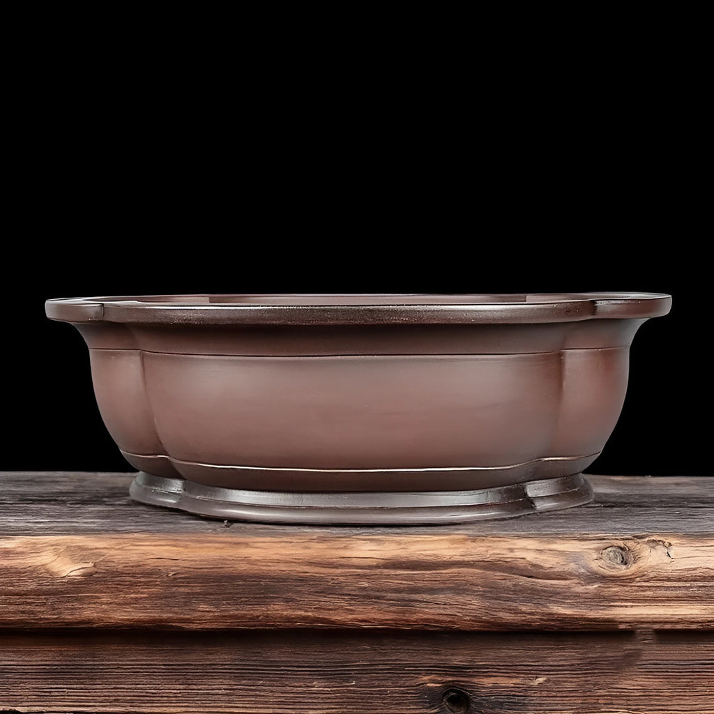 Handmade antique crabapple shaped purple clay flowerpot with Chinese style design