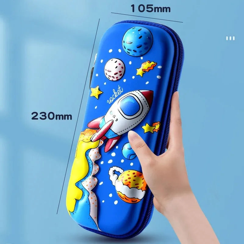 3D leather stationery box pencil case with sculpted astronaut design in blue colour