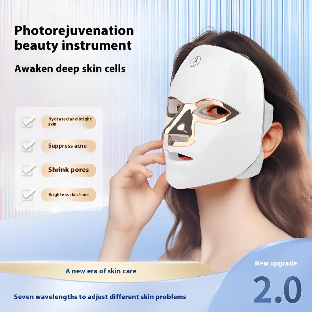 Rechargeable manual touch LED beauty mask in white, black and rose gold rim colour options