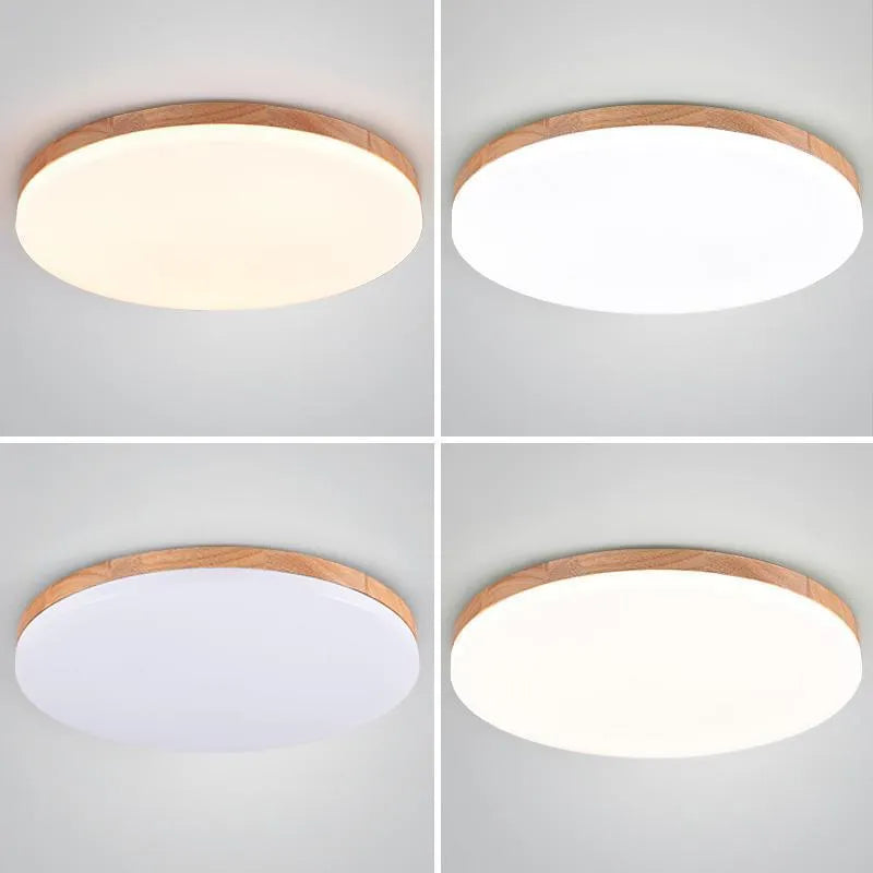 Japanese minimalist wooden and acrylic LED ceiling light in three size options