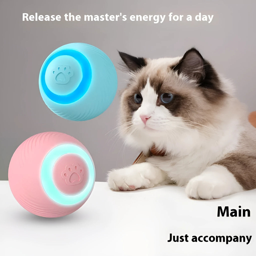 Smart cat teasing ball toy automatic rolling ball rechargeable silicone ABS blue normal style