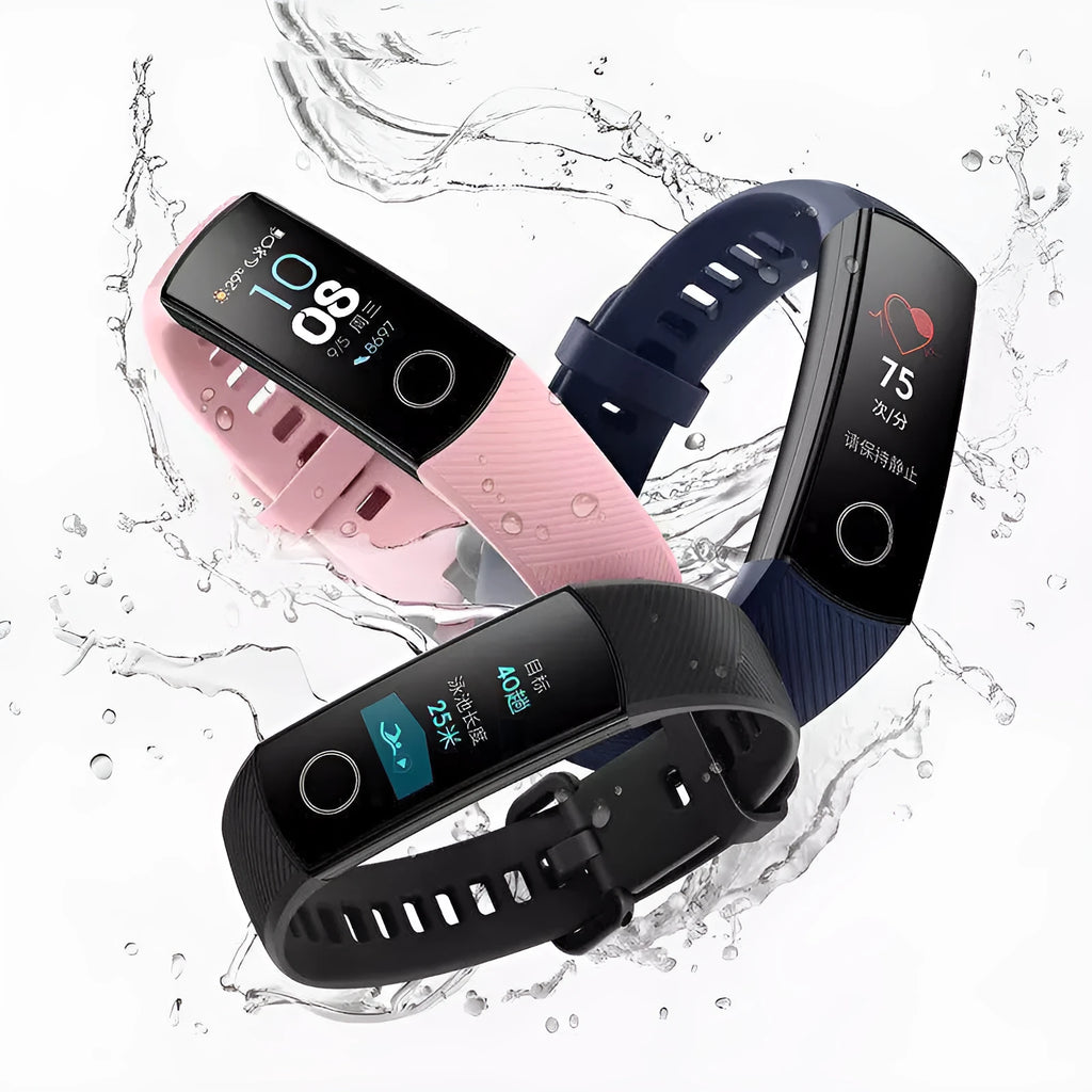Black silicone wrist bracelet with heart rate and sleep tracking 50m waterproof