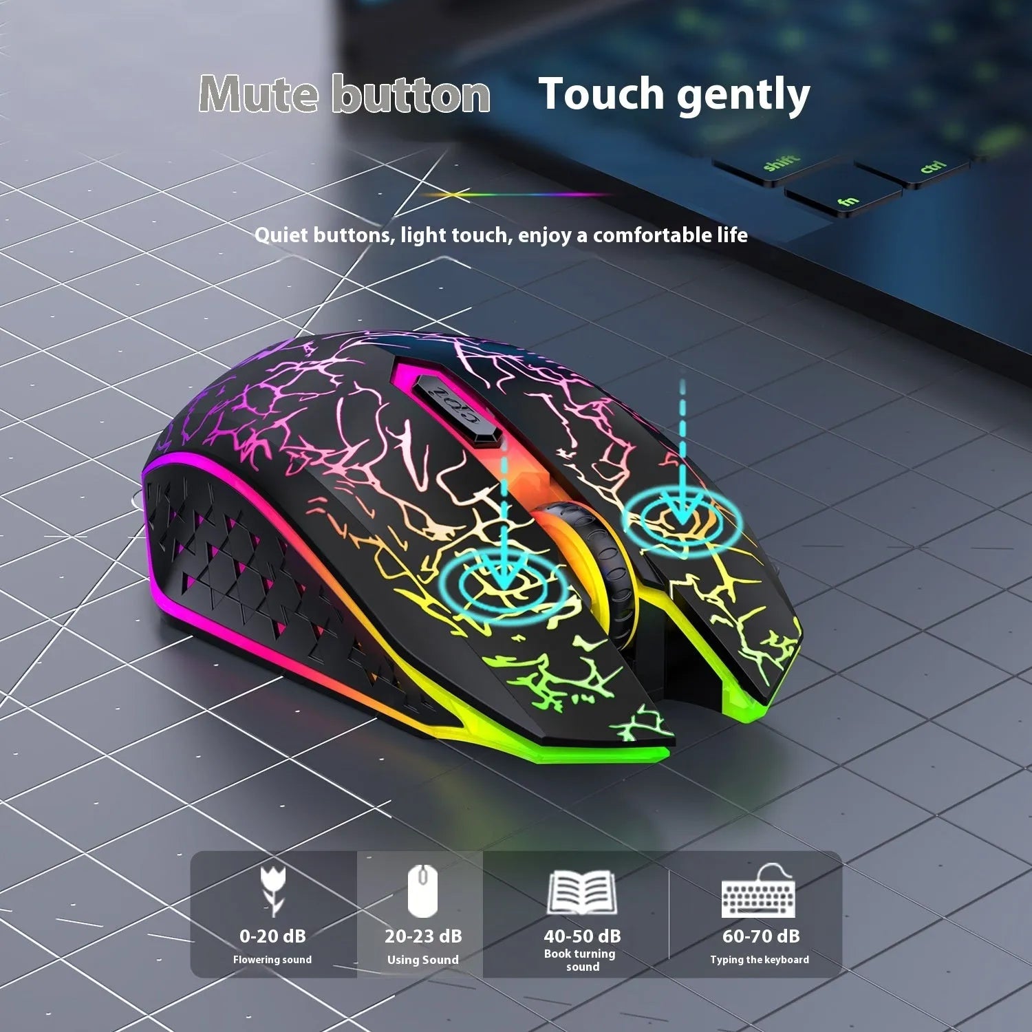 Black and white dual-mode wireless gaming mouse with luminous breathing light