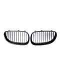 Pair of black carbon fibre look ABS grilles for BMW 5 Series E60 E66 models