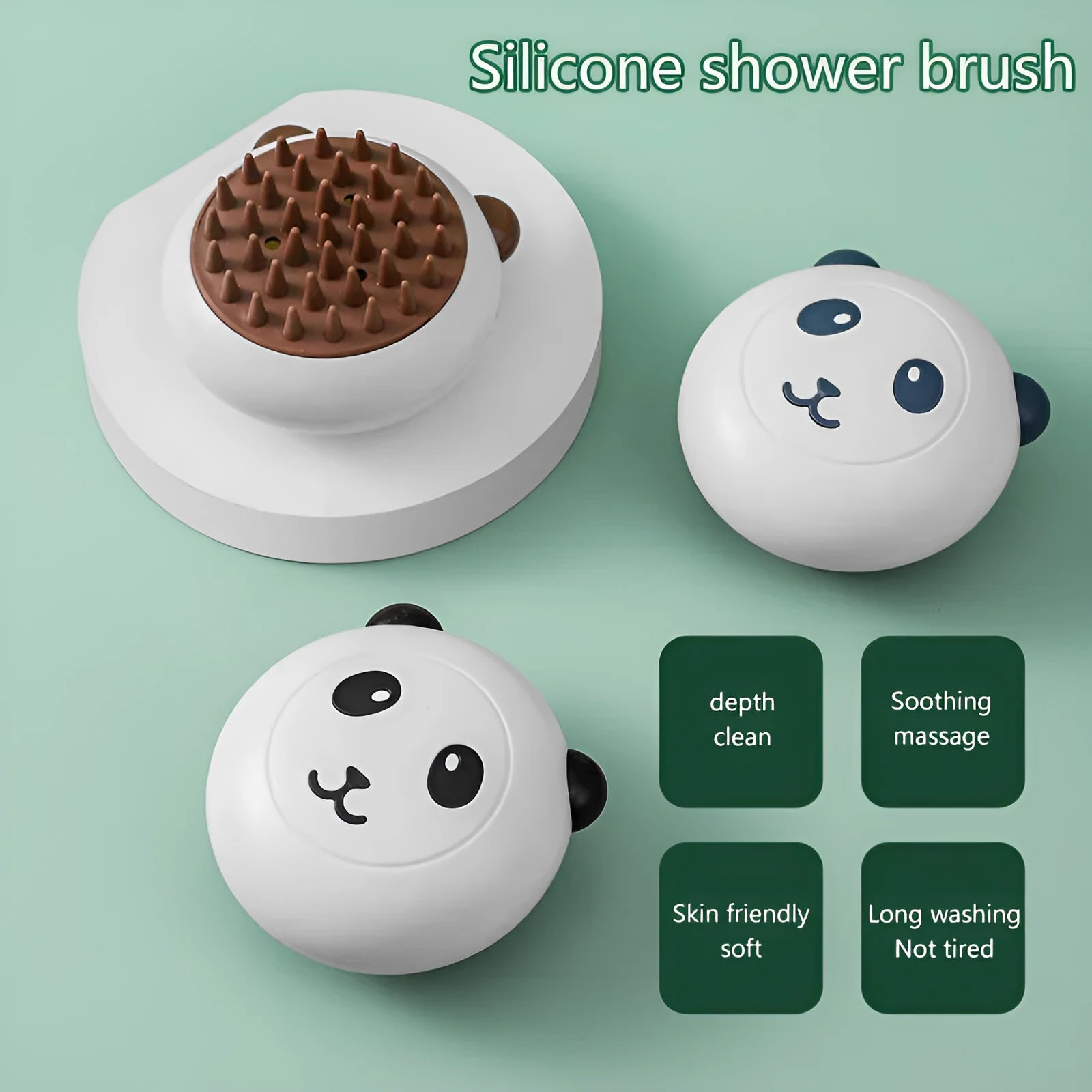 Panda shape silicone pet bath brush with soft bristles for cats and dogs
