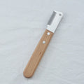 Pet stripping comb with wooden handle and metal fittings in two sizes