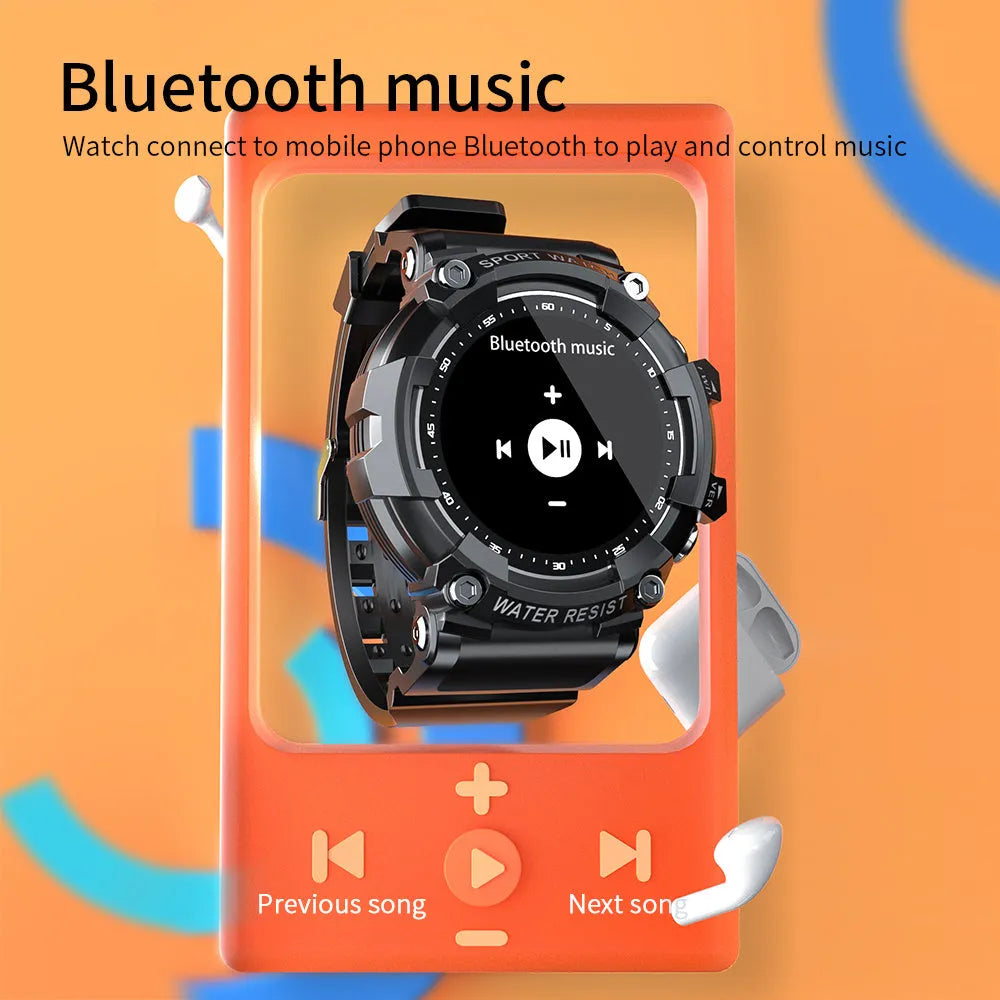 IP67 waterproof smart sports watch with round colour screen showing health metrics