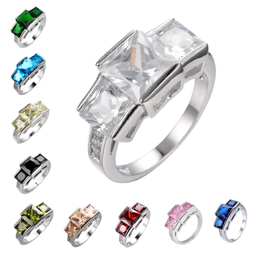 Copper geometric women's ring with electroplated finish in multiple colour options on size display