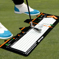 Black neoprene golf swing posture correction pad for stance alignment practice