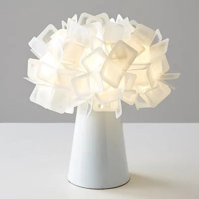 Nordic bedside table lamp with metal holder in choice of five colours including black, white, blue, orange, and purple