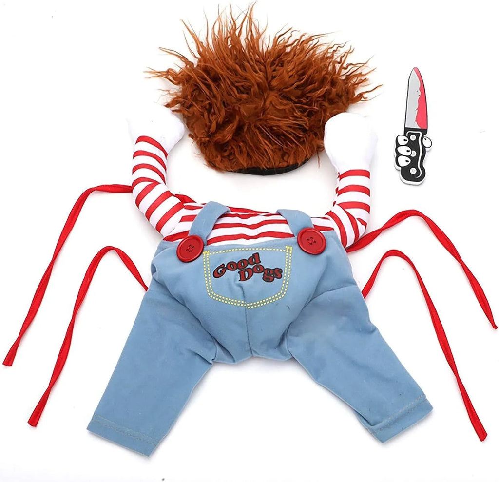 Striped Halloween harness pants and knife accessory costume set for dogs and cats in multiple sizes
