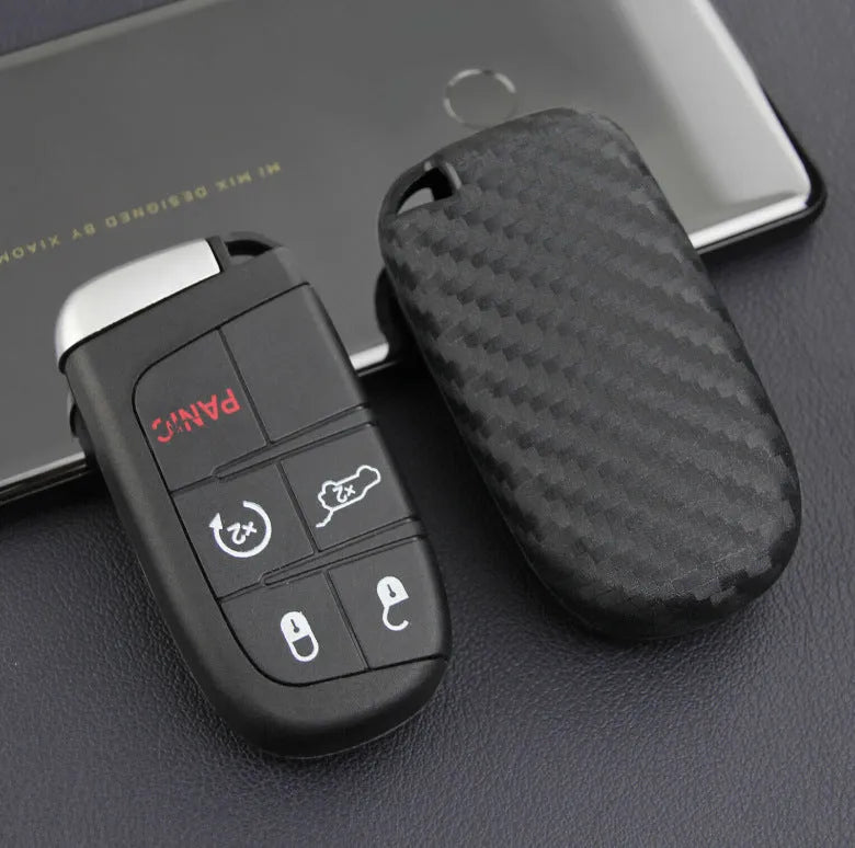Silicone car key case for Dodge Chrysler Fiat remote keys with buckle or plain options