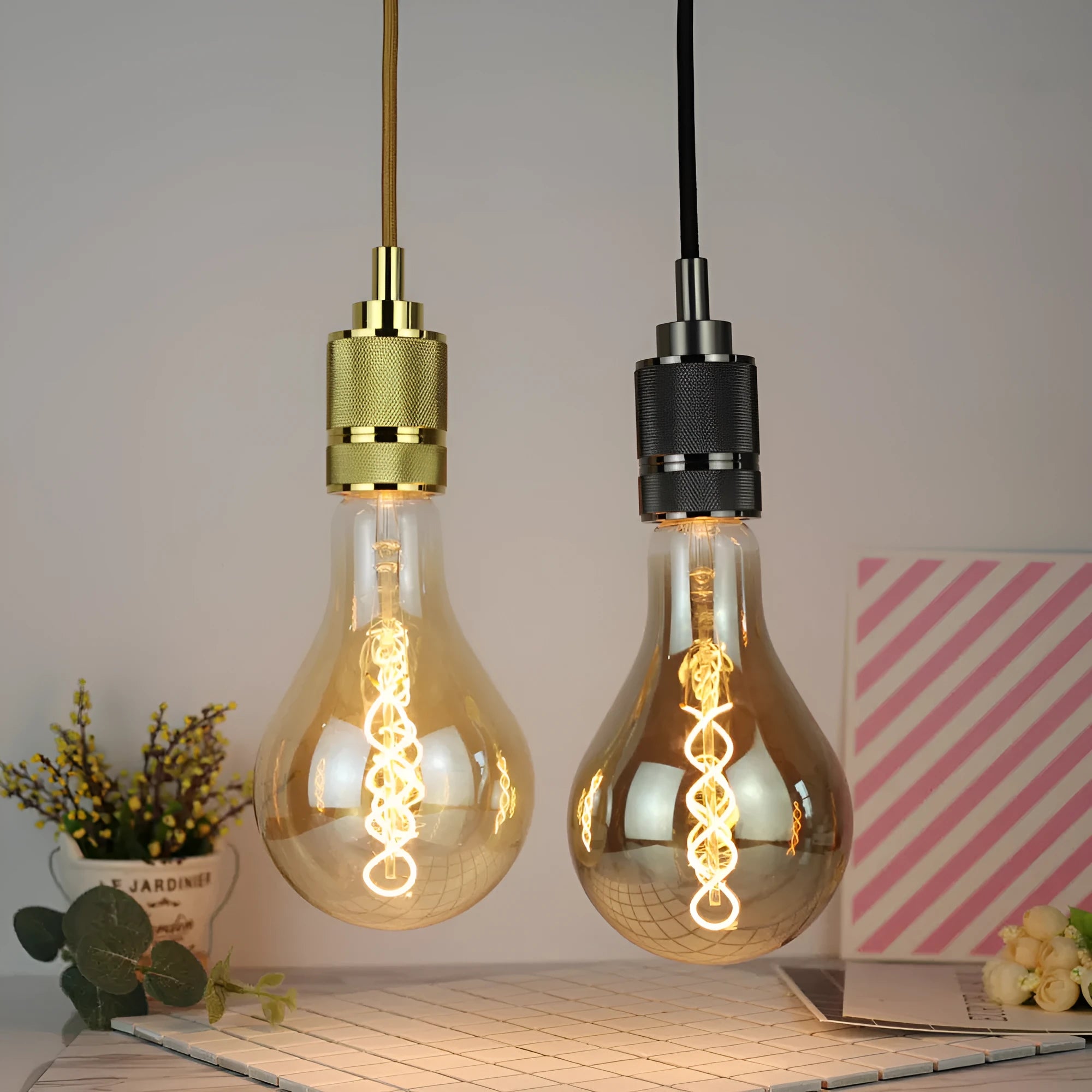 Double helix LED soft light strip measuring 110mm by 200mm with gold A110 power supply option