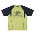 Men's blue cotton hip hop t-shirt with white letter print graphics and raglan sleeves