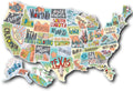 Travel-themed car body sticker set showing map designs and lettering for vehicle decoration