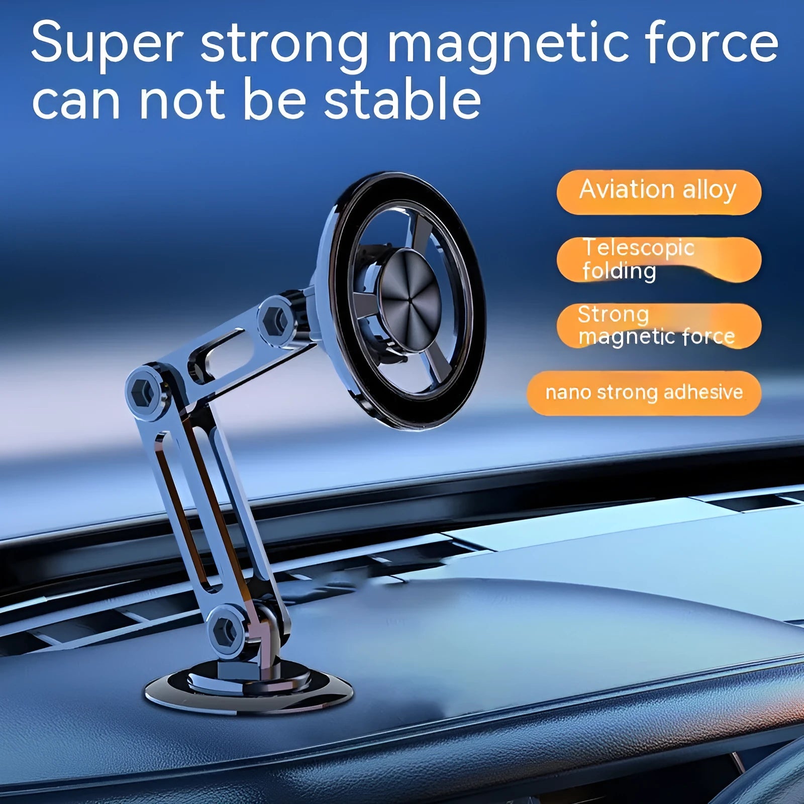 All-metal magnetic car phone holder with magnetic rings available in black silver gold rose gold colours