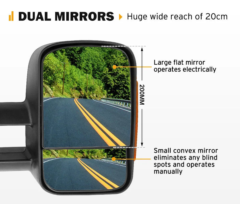 Black electric exterior rear view mirror for Nissan NP300 Navara D23 2015-onwards