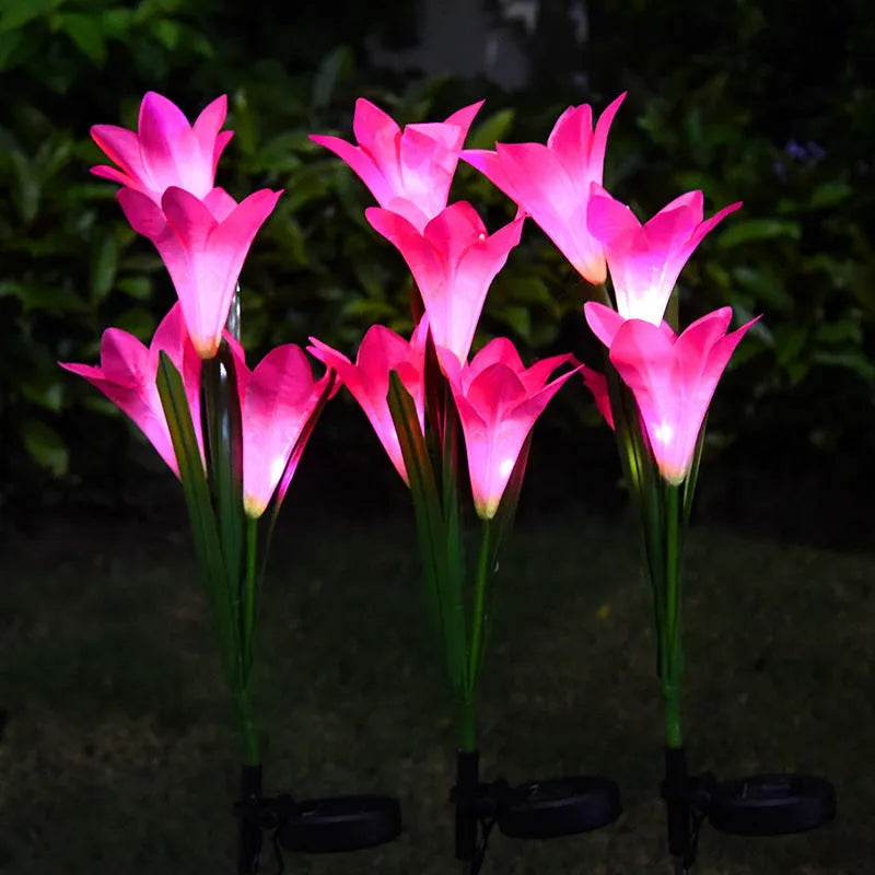 Solar-powered flower-shaped outdoor lantern with decorative lighting for gardens