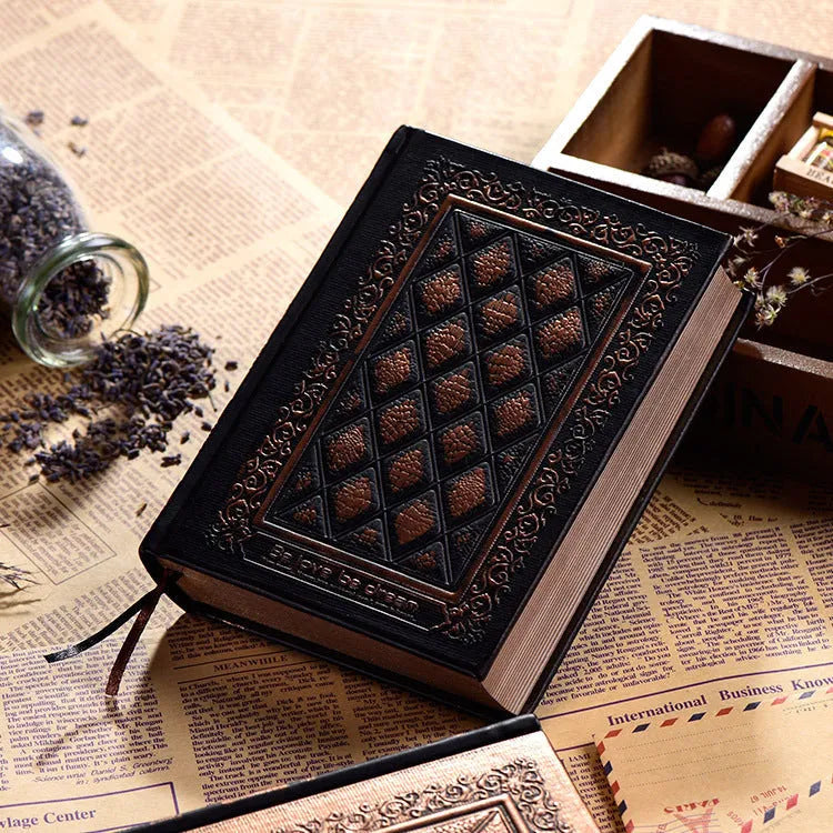 Embossed faux leather A5 notebook with three-dimensional texture in bronze or black gold colour