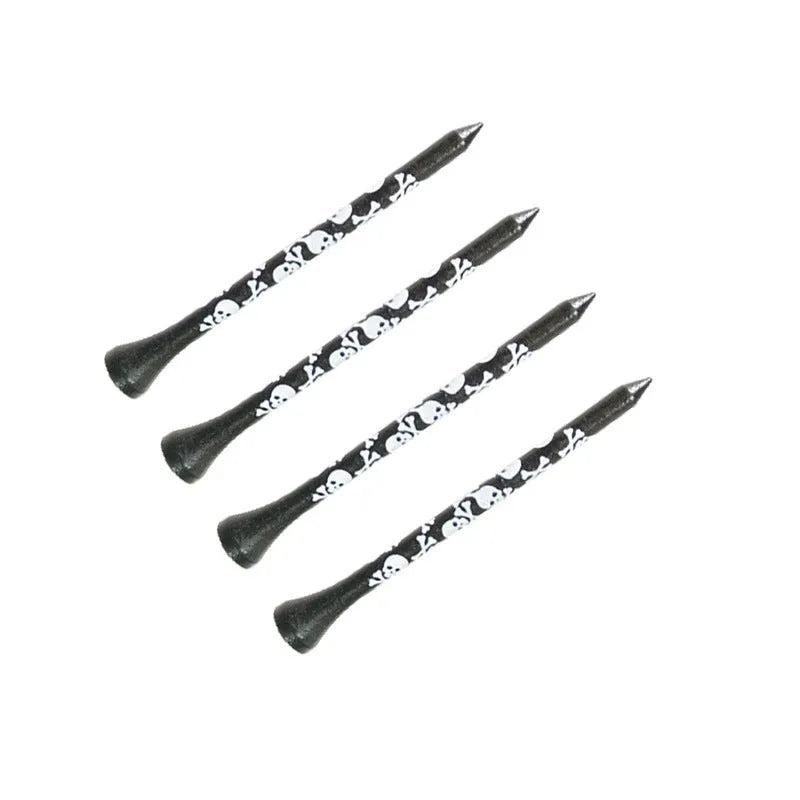 Black skull print bamboo dowel pins for golf accessories in 70mm and 83mm lengths