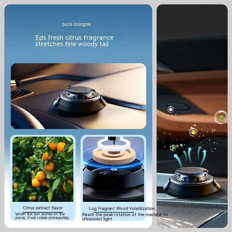 Solar electromagnetic de-icing car aromatherapy device with simple plastic design