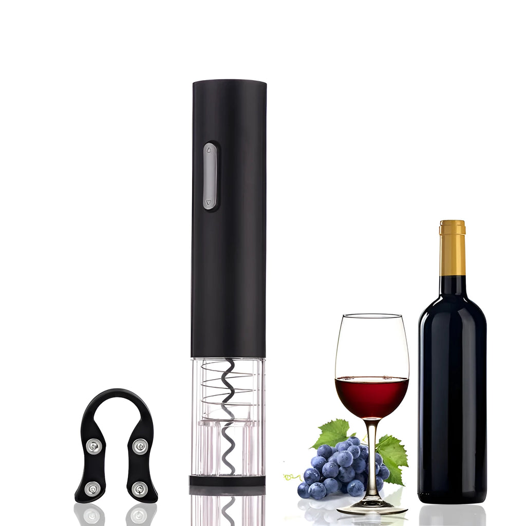 Electric wine opener with foil cutter in black, red or white colour with 23.5cm plastic body